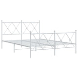 Metal Bed Frame without Mattress with Footboard White 140x200cm 376570