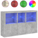 Sideboard with LED Lights Concrete Grey 162x37x100 cm 3209145