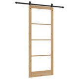 Sliding Door Natural 93 x 232 cm Solid Pine Wood and Glass 3332347