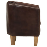 Tub Chair Dark Brown Real Leather 359640