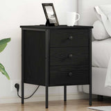 Bedside Cabinet Black Oak 42 x 41 x 61 cm Engineered Wood 859480