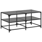 Coffee Table with Black Glass Top 98.5x50x45 cm Steel 846013