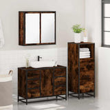 3 Piece Bathroom Furniture Set Smoked Oak Engineered Wood 3301022