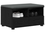 Hall Bench Black Oak 60 x 38 x 46 cm Engineered Wood and Fabric 891449