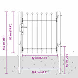 Fence Gate BOXTEL 103 x 150 cm Powder-Coated Steel Grey 42008879