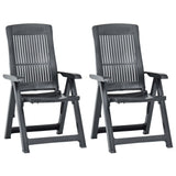 Garden Chair Set of 2 Anthracite Plastic Standard Foldable 48768