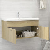 Sink Cabinet with Built-in Basin Sonoma Oak Engineered Wood 3070841