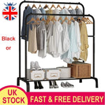 ZNTS Heavy Duty Double Clothes Rail Hanging Rack Garment Display Stand Storage Shelf 55343369