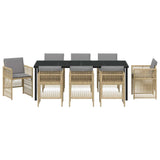 Garden Dining Set 9 pcs Beige Powder-Coated Steel 3380672
