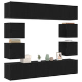 6 Piece TV Cabinet Set, Wall-Mounted Black Oak Engineered Wood 3393445