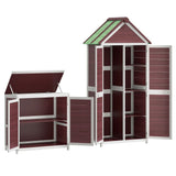 2 Piece Garden Tool Shed Set Mocha Solid Wood Pine 172251