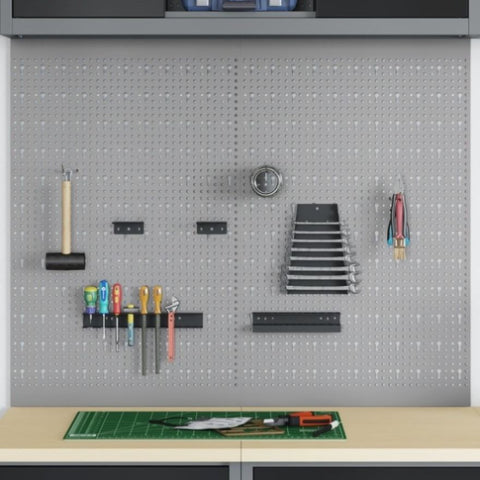 ZNTS Pegboards 2 Pack with 8 Accessories, Grey, 50x80 cm Steel 4103483