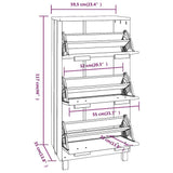 Shoe Cabinet "HAMAR" White 59,5x35x117 cm Solid Wood Pine 340513