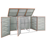 Triple Wheelie Bin Shed 207x77.5x112.5 cm Stainless Steel 149564