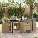 Garden Dining Set 5 pcs Beige Poly Rattan 3380615