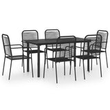 Garden Dining Set Black Powder-coated steel, glass, cotton rope 3060210