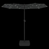 Double-Head Garden Parasol with LEDs Anthracite 316x145 cm 362971
