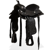 Western Saddle. Headstall&Breast Collar Real Leather 12" Black 91355