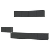 5 Piece TV Cabinet Set Black Engineered Wood 3114431