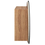 Bathroom Cabinet with Round Mirror&LED Oak 40x40x17.5 cm 345582