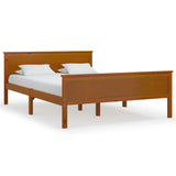 ZNTS Bed Frame without Mattress Honey Brown Solid Wood Pine 140x200cm 322191