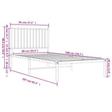 Metal Bed Frame without Mattress with Headboard White 90x200cm 350924