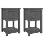 ZNTS Bedside Cabinets 2 pcs Grey 40x35x61.5 cm Solid Wood Pine 821734