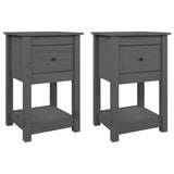 ZNTS Bedside Cabinets 2 pcs Grey 40x35x61.5 cm Solid Wood Pine 821734