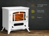 Modern Electric Fireplace, Freestanding Electric Stove Fire with Flame Effect, 950/1850W, White T3398P422901