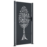 Garden Gate Anthracite 100x200 cm Steel Tree Design 153159