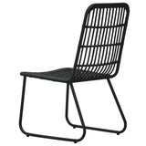 Dining Set Black Poly rattan, powder-coated steel, glass 3060246