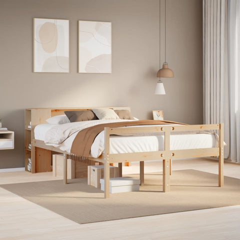 Bookcase Bed without Mattress 140x190 cm Solid Wood Pine 3321965