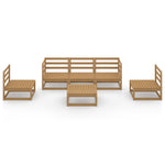 ZNTS 6 Piece Garden Lounge Set Honey Brown Solid Wood Pine 3075397