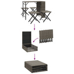5 Piece Garden Dining Set Foldable Grey Poly Rattan 365946