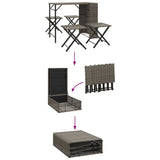 5 Piece Garden Dining Set Foldable Grey Poly Rattan 365946