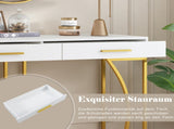 Console table, hallway table with 2 drawers, light luxury style side table, sofa table, 110x32x85 WF322522AAO