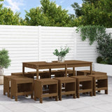 ZNTS 13 Piece Garden Dining Set Honey Brown Solid Wood Pine 3157724