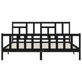 Bed Frame without Mattress Black 200x200 cm Solid Wood Pine 3193165