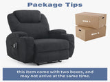Electric Recliner Chair with 2-Point Massage & Heating, Black Fabric Indoor Functional Chair, 120kg 35128213