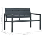 ZNTS Garden Bench 120 cm HDPE Grey Wood Look 47874