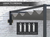 3 x 4m Lean To Steel Pergola, with Moving Fabric Canopy - Dark Grey T3398P317620