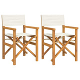 Folding Director's Chairs 2 pcs Cream Solid Wood Teak 4008512