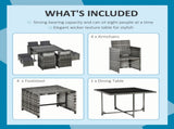9PC Rattan Garden Furniture Outdoor Patio Dining Table Set Weave Wicker 8 Seater Stool Mixed Grey T3398P314645