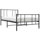 Metal Bed Frame without Mattress with Footboard Black 75x190cm 352488