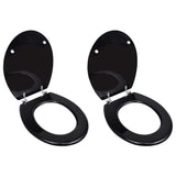 ZNTS Toilet Seats with Lids 2 pcs MDF Black 275908