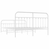 Bed Frame White Steel Double Bed Frame Rectangular 352648