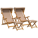 Deck Chair 4 pcs 3 Position Solid Eucalyptus Wood Taupe 3407804