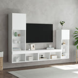 4 Piece TV Wall Units with LED White Engineered Wood 3216647