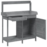 Potting Table with Cabinet Grey 110.5x45x124.5 cm Solid Wood Fir 156345
