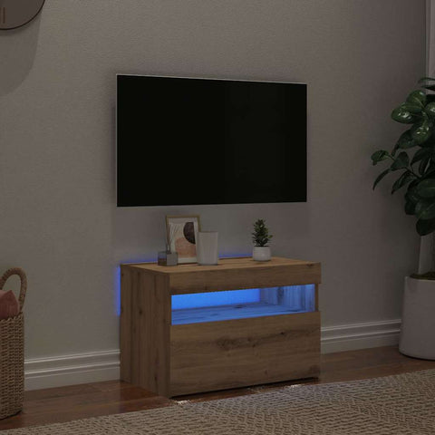 ZNTS TV Cabinet with LED Lights Artisan Oak 60x35x40 cm Engineered Wood 856311